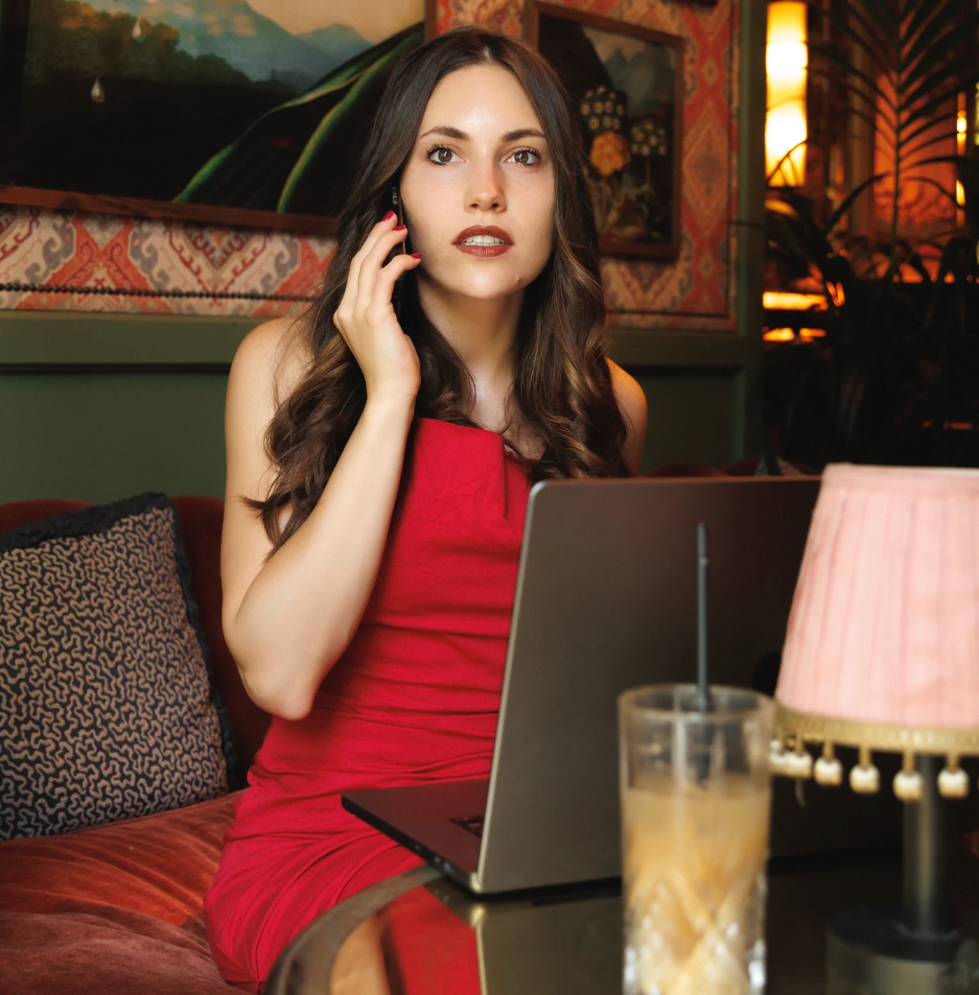 Lina Tabasaranskaia seated at a café
